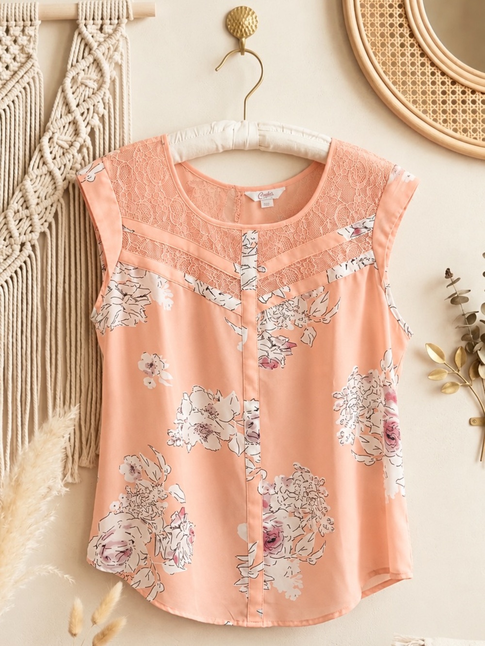 Candies Floral Peach Short Sleeve Blouse